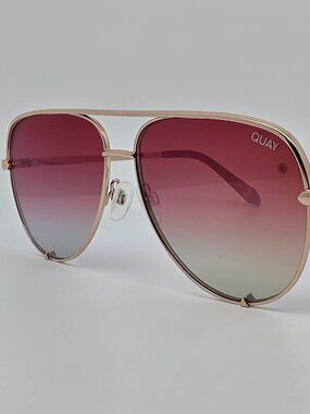 Quay Australia High Key Gold Blush Copper Fade Mirror Lens Aviator Sunglasses